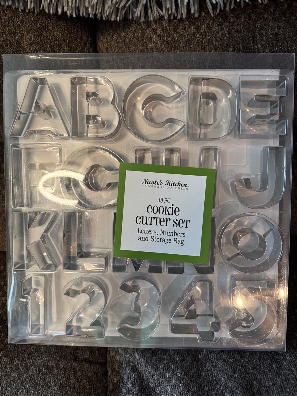 Metal Alphabet & Number Cookie Cutter Set - with storage bag - NWT